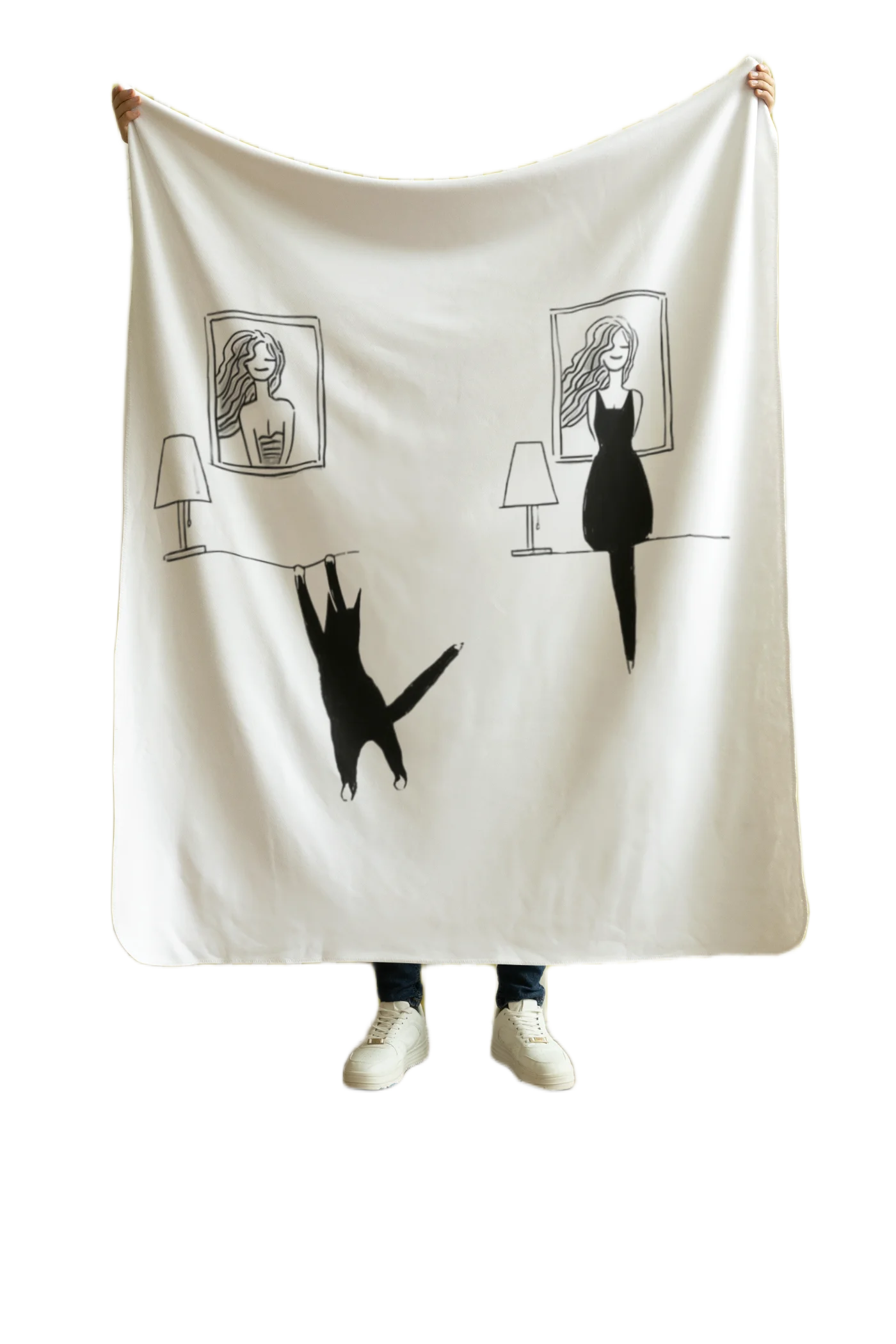 white flannel blanket for black cat lovers