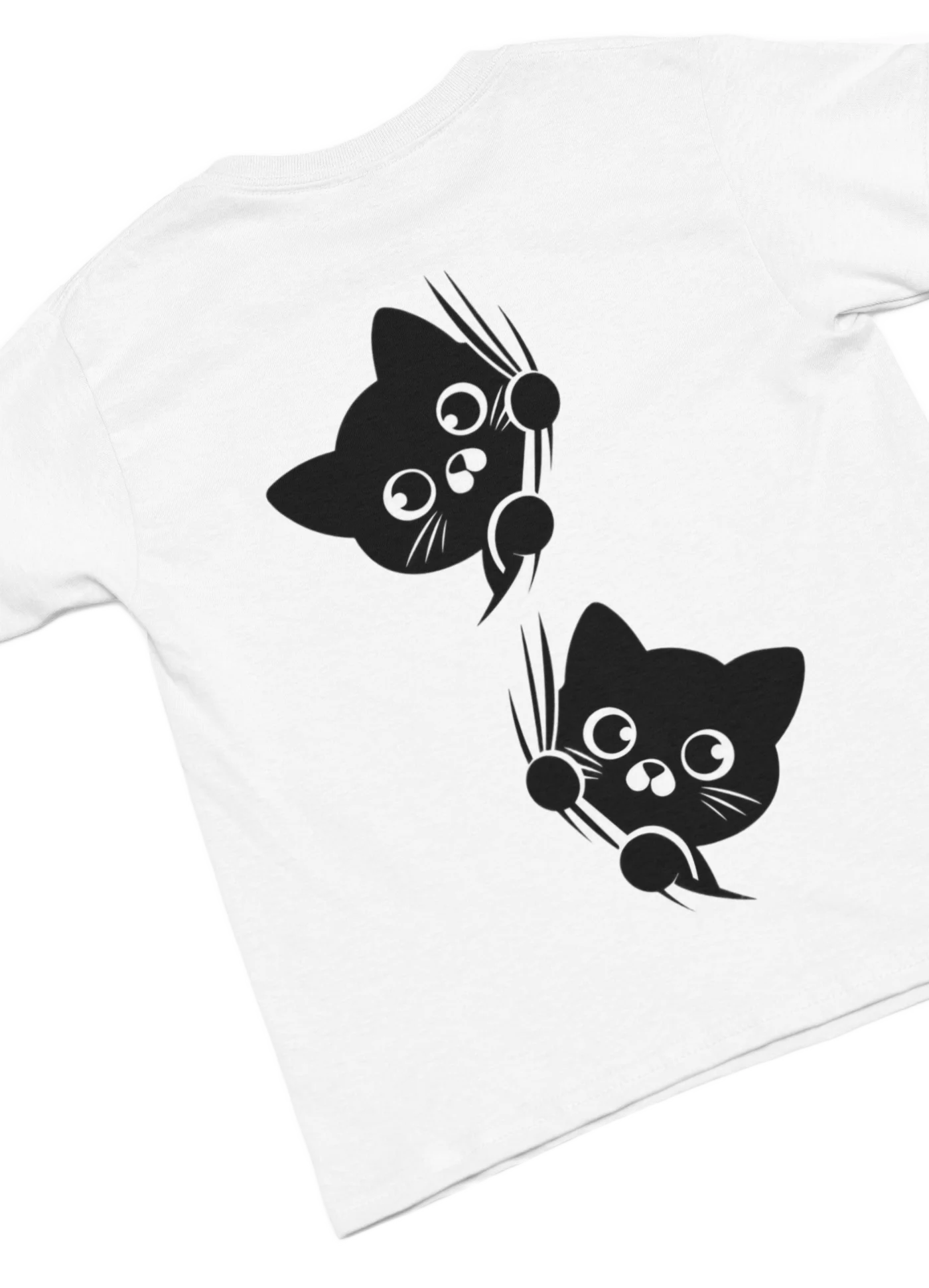 white t-shirt with black cat fun design