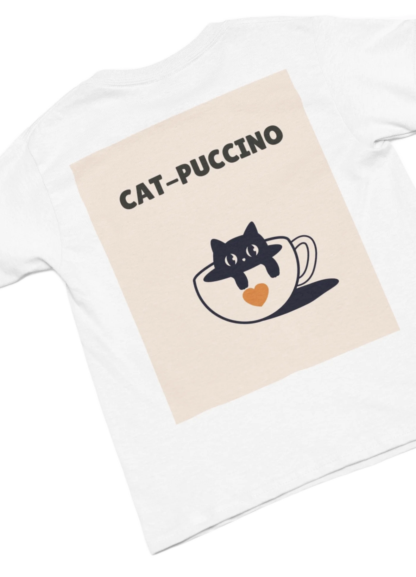 white t-shirt with black cat fun design